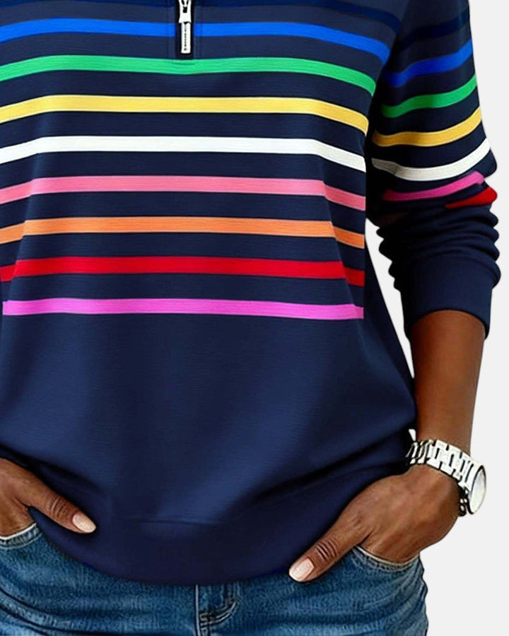 Lydia | Color-Stripe Zip Pullover