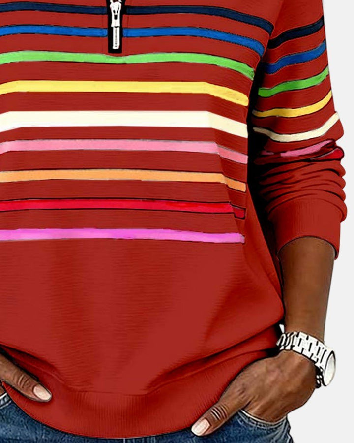 Lydia | Color-Stripe Zip Pullover
