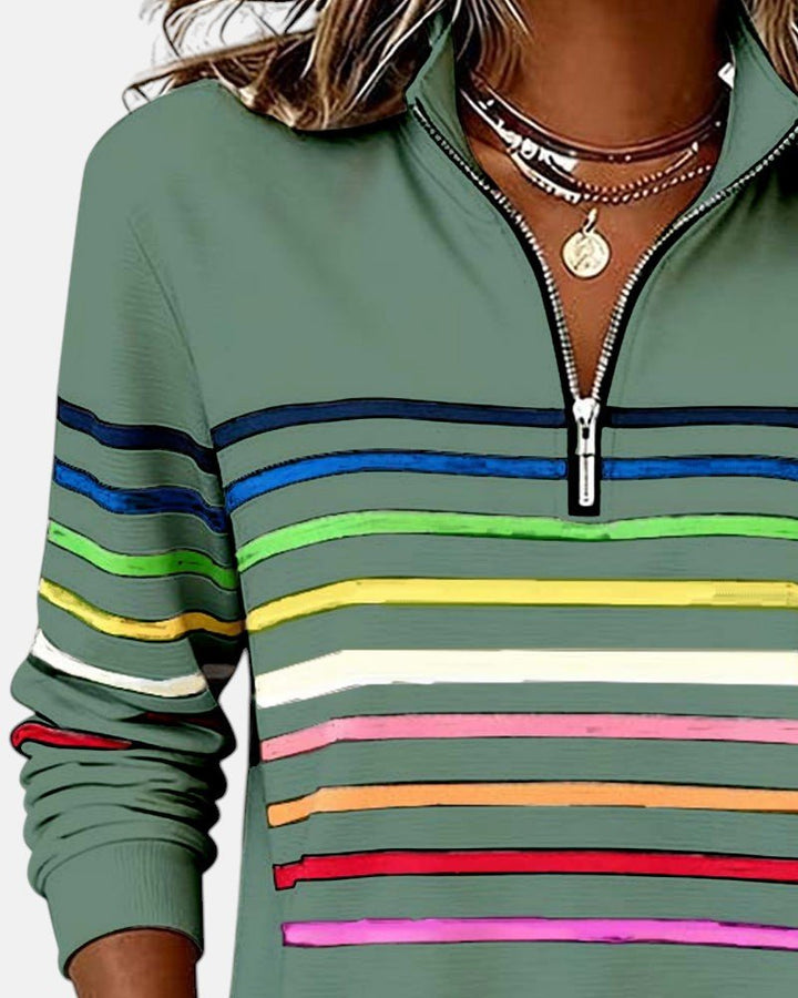 Lydia | Color-Stripe Zip Pullover