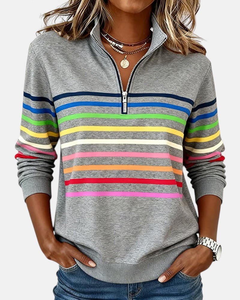 Lydia | Color-Stripe Zip Pullover