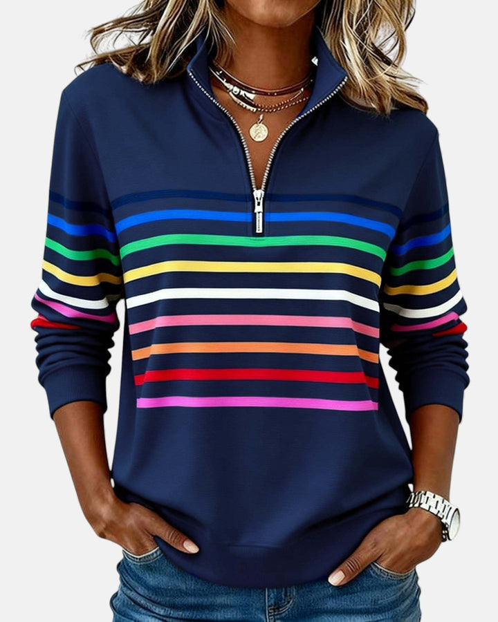 Lydia | Color-Stripe Zip Pullover