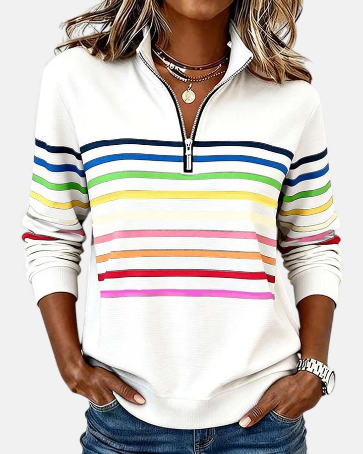 Lydia | Color-Stripe Zip Pullover