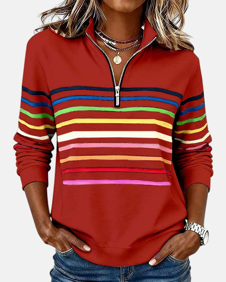 Lydia | Color-Stripe Zip Pullover