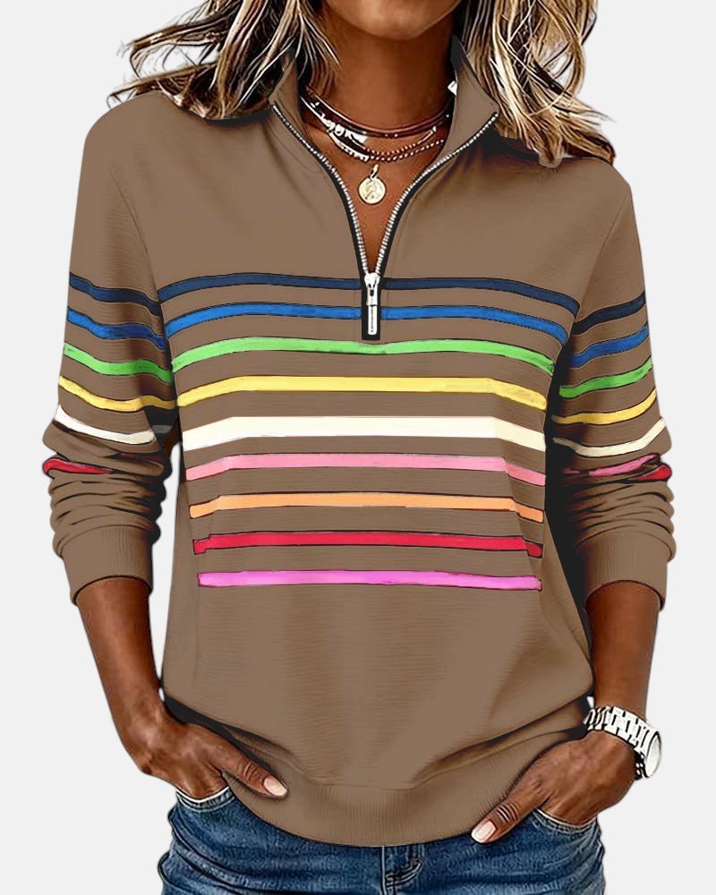 Lydia | Color-Stripe Zip Pullover