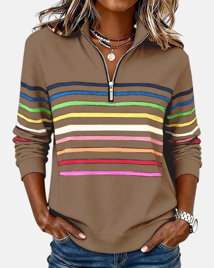 Lydia | Color-Stripe Zip Pullover