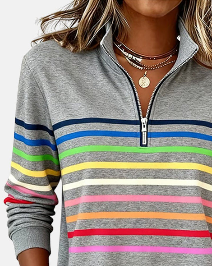 Lydia | Color-Stripe Zip Pullover