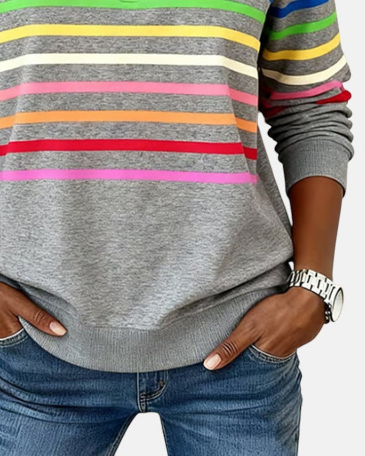Madison | Women's Quarter Zip Sweatshirt Striped Long Sleeve Pullover