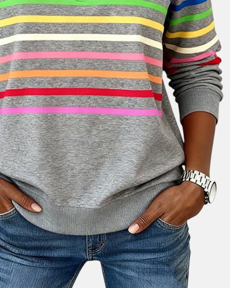 Lydia | Color-Stripe Zip Pullover