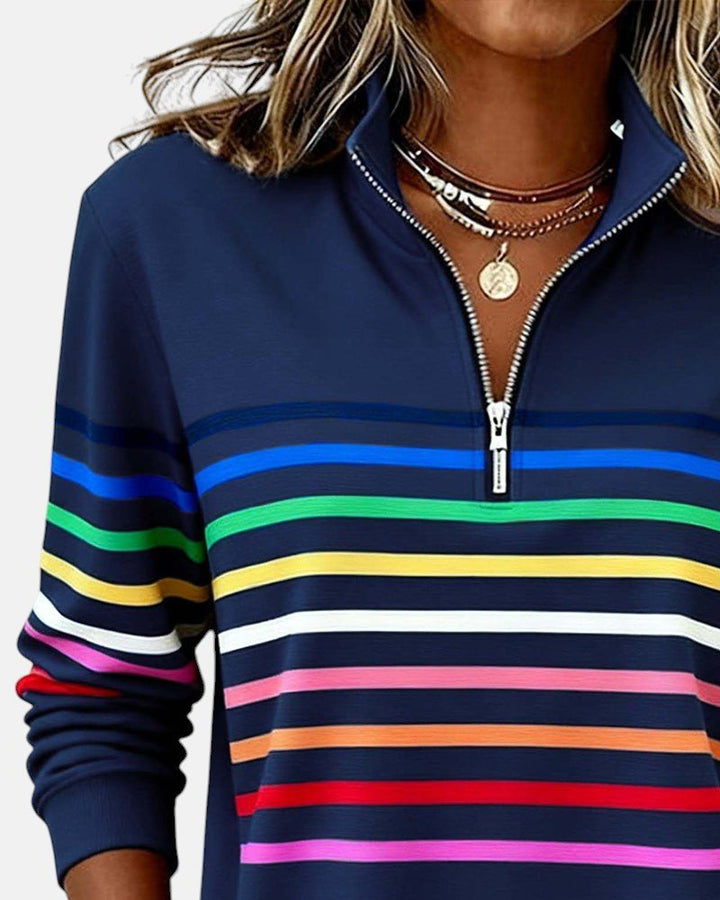 Lydia | Color-Stripe Zip Pullover