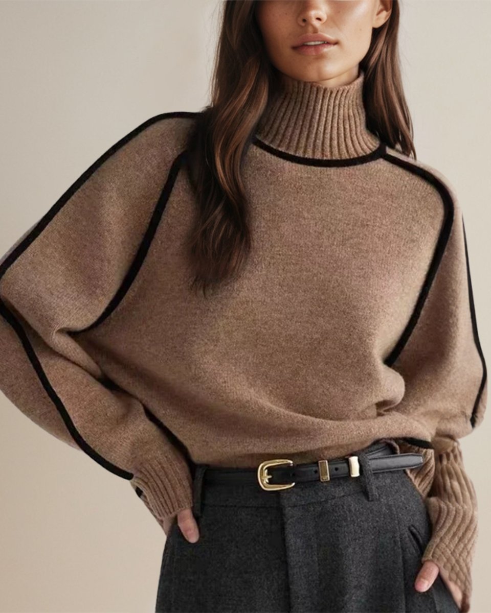 Grace | Women's Relaxed-Fit Lantern-Sleeve Knit Turtleneck Sweater