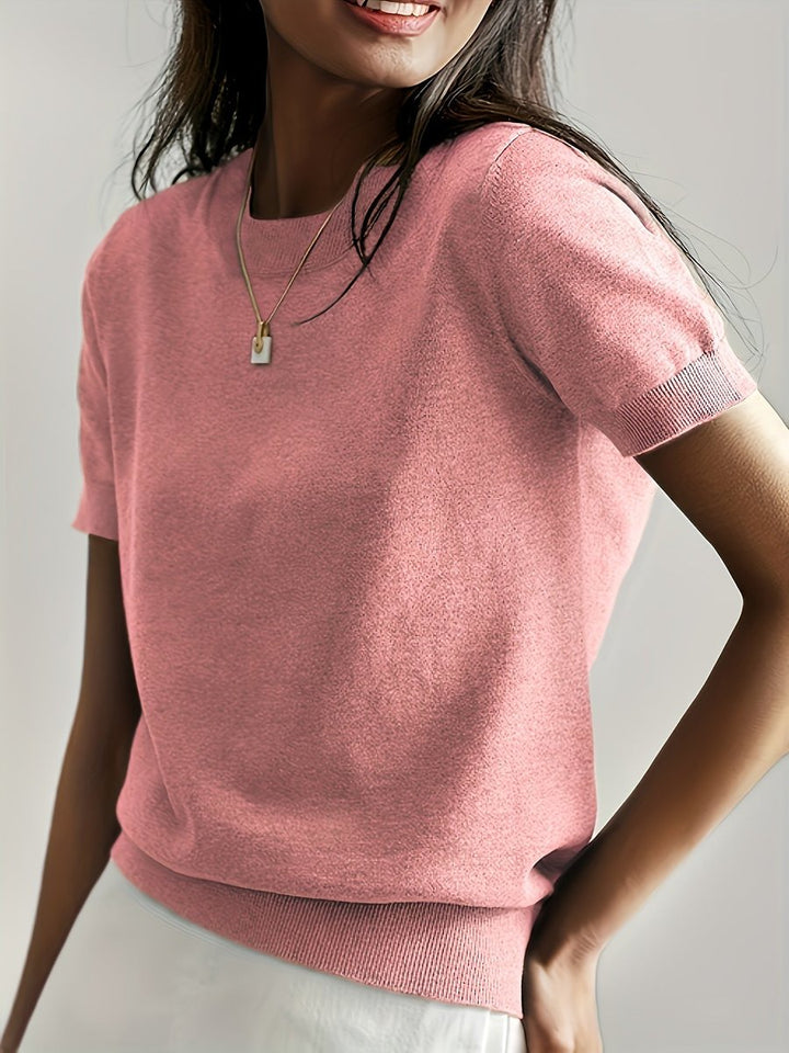 Amelia | Women's Relaxed-Fit Short-Sleeve Knit Sweater Top